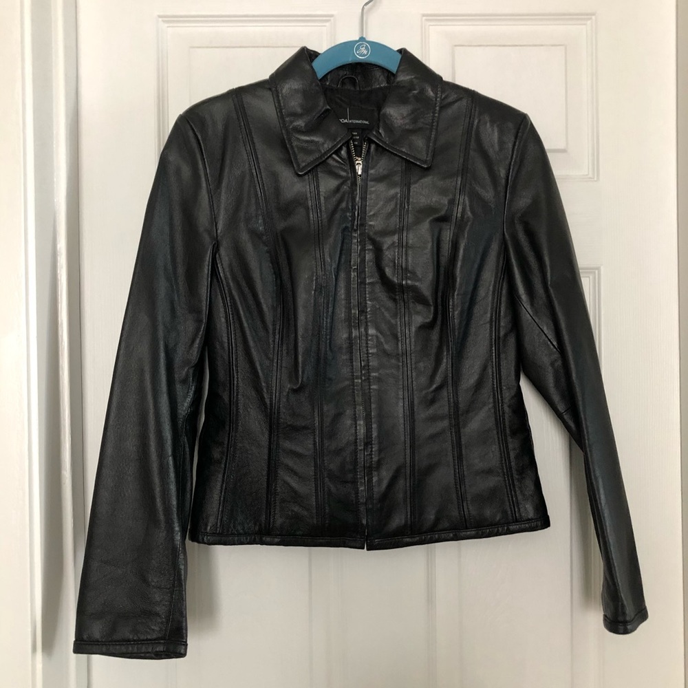 Moda International Black leather jacket Small